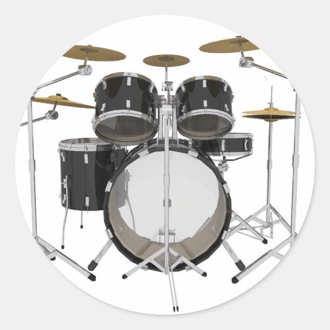 Black Drum Kit: Runder Aufkleber (Vorderseite)