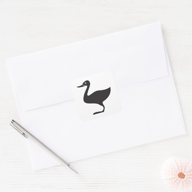 Black Duck Bird-Symbol Quadratischer Aufkleber (Von Creator hochgeladen)