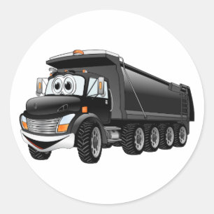 Black Dump Truck 10w Cartoon Runder Aufkleber