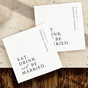 Black Eat Drink und Verheiratete Probe Abendessen Serviette