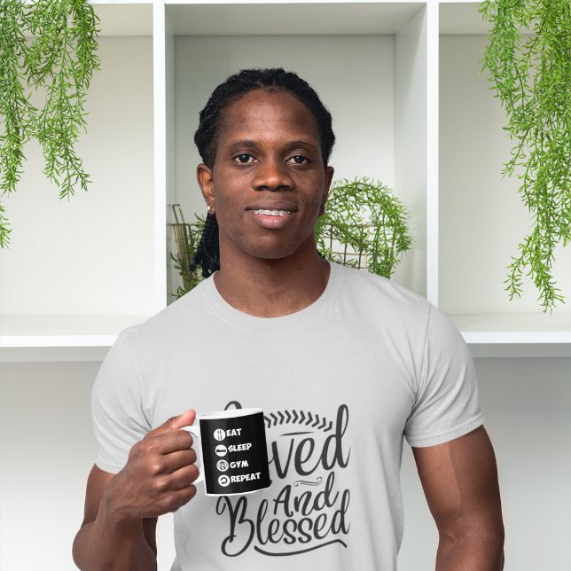 Black Eat Sleep Gym Repeat Icon Tasse (Von Creator hochgeladen)