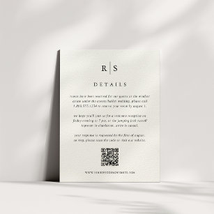 Black & Ecru Monogram Wedding QR Code Begleitkarte