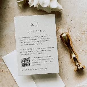 Black & Ecru Monogram Wedding QR Code Begleitkarte