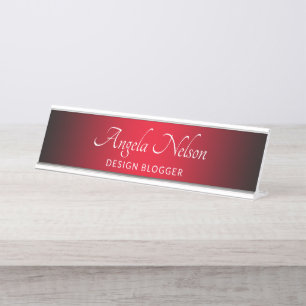 Black Edge Red Ombre Schreibtischnamensplakette