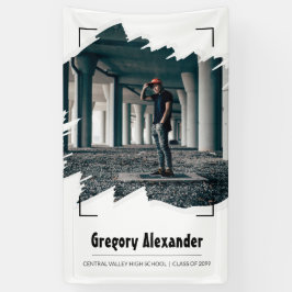 Black Edgy Abstrakt Brushstroke Foto Abschluss Banner