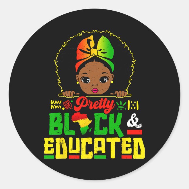 Black Educated Black History Kinder Mädchen Junete Runder Aufkleber (Vorderseite)