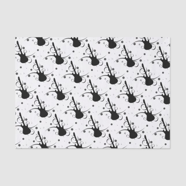 Black Electric Gitarre mit floralem Muster Seidenpapier (Vorderseite)