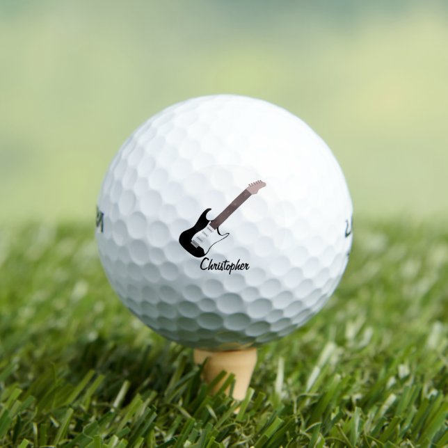 Black Electric Guitar Design Golfball (Insitu T-Shirt)