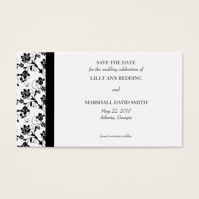 Black Elegance Save the Date Card (Vorderseite)