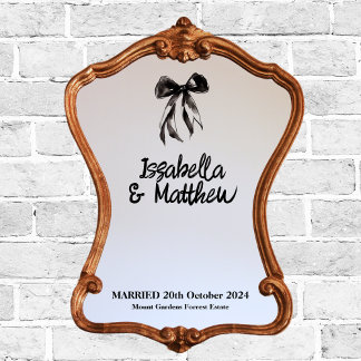 Black Elegant Bow Name Datum Hochzeitfeier SIgn Fensteraufkleber