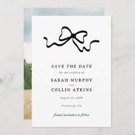 Black Elegant Bow Save the Date Einladung