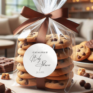 Black Elegant Calligraphy Baby Shower Sticker