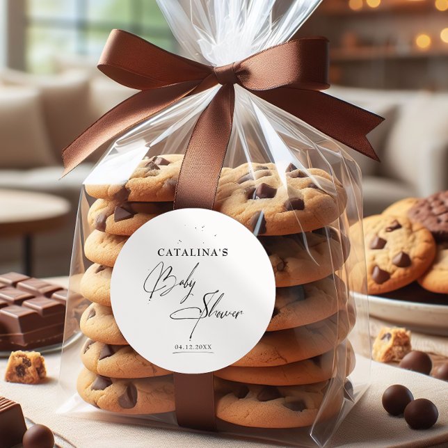 Black Elegant Calligraphy Baby Shower Sticker (Von Creator hochgeladen)