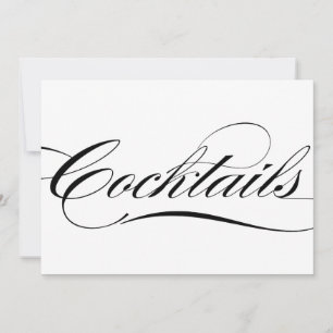 Black Elegant Calligraphy Cocktails Hochzeitssymbo Einladung