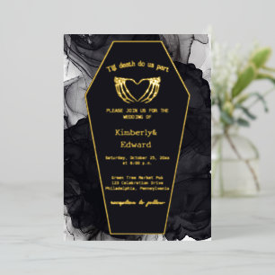 Black Elegant Coffin Gothic Halloween Hochzeit Folieneinladung