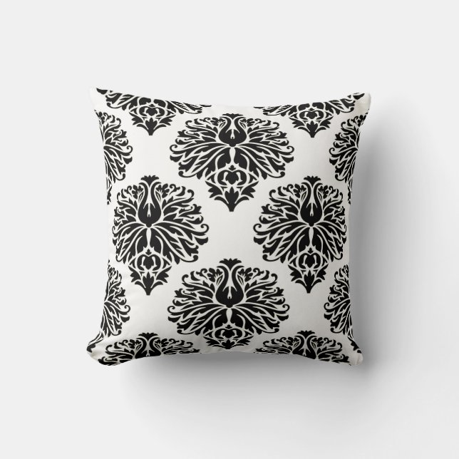 Black Elegant Damask Kissen (Vorderseite)