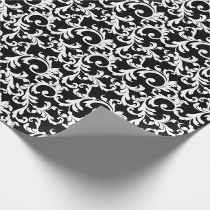 Black Elegant Damask Print Geschenkpapier