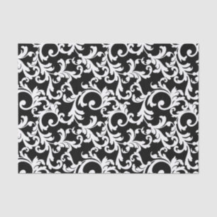 Black Elegant Damask Print Seidenpapier