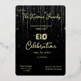 Black Elegant EId Celebration Eid Party Invitation Folien Feiertagskarte
