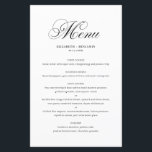 Black Elegant Geblüht Script Wedding Menu Card<br><div class="desc">Elegante schwarze Skript-Menükarte mit geblüht Skript,  einfacher Typografie und Streifen-Muster. Diese Menükarte ist ideal für Hochzeiten,  Geburtstage,  Babyduschen,  Brautpartys und vieles mehr. Personalisieren Sie diese,  indem Sie Namen,  Datum und Menüdetails hinzufügen.</div>