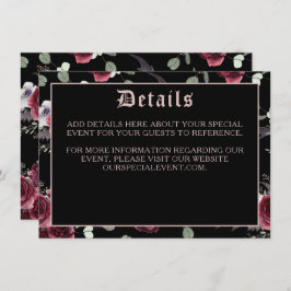 Black Elegant Gothic Bat and Rose Enclosure Card