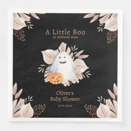 Black Elegant Little Boo Boho Ghost Baby Shower Serviette