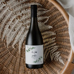 Black elegant modern eucalyptus wedding wine label weinetikett<br><div class="desc">Eucalyptus Greenery foliage modern minimal elegant contemporary garden party Wedding gift wine label sticker. Simple contemporary botanical design. Sage green,  navy blue,  black and white elegant modern colorway suits spring,  summer fall,  autumn and whiter wedding ceremonies.</div>