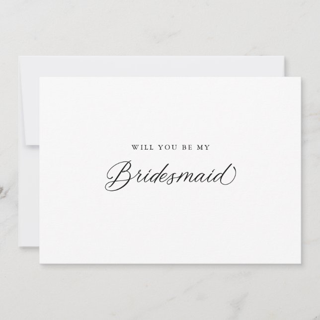 Black Elegant Modernes Script Bridesmaid Vorschlag Einladung (Vorderseite)
