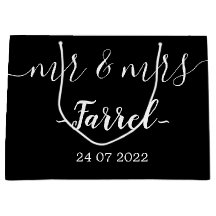 Black Elegant Mr. & Mrs. Wedding Day Geschenktasch