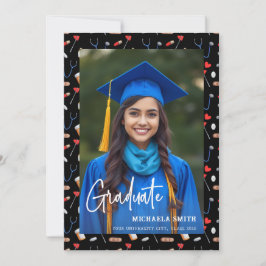 Black Elegant Nurse Script Photo Graduation Ankündigung