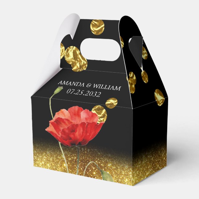 Black Elegant Red Blume Wedding Geschenkschachtel (Vorderseite)