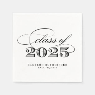 Black Elegant Script Class of 2025 Abschluss Serviette