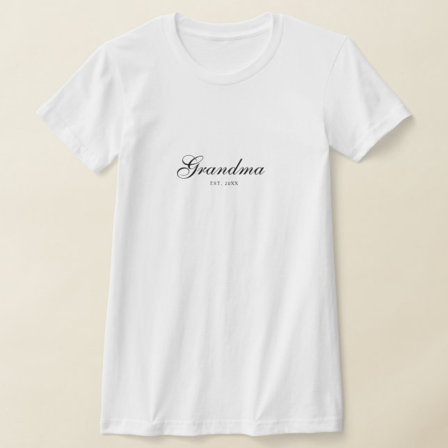 Black Elegant Script Established Grandma T-Shirt (Ablage )