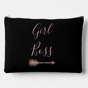 Black Elegant Script Girl Boss Zubehörtasche