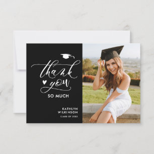 Black Elegant Script Simple Abschluss Vielen Dank Einladung
