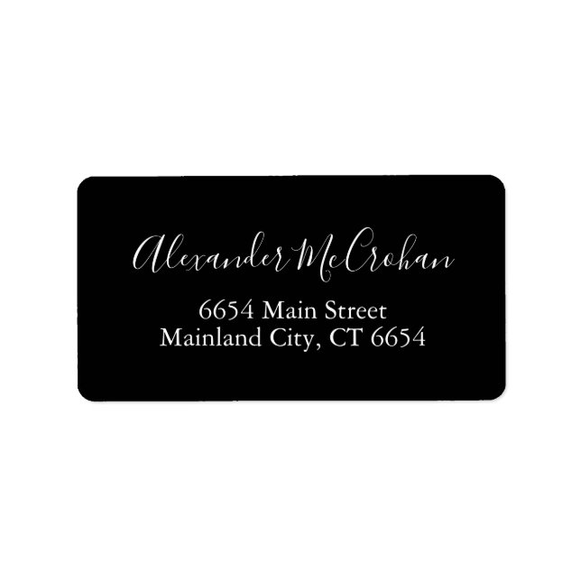 Black Elegant Script Typografy Address Label Adressaufkleber (Vorne)
