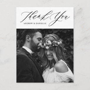 Black Elegant Script Vertikale Hochzeit Vielen Dan Postkarte