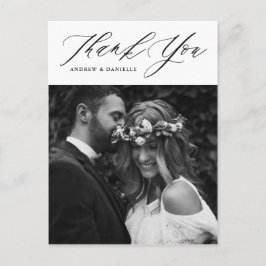 Black Elegant Script Vertikale Hochzeit Vielen Dan Postkarte