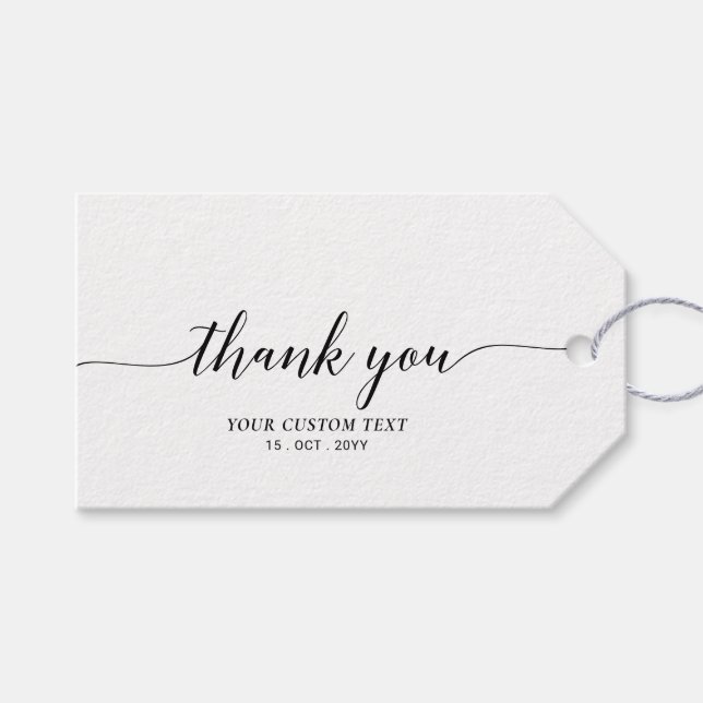 Black Elegant Stilvolles Gastgeschenk Vielen Dank  Geschenkanhänger (Vorderseite (Horizontal))