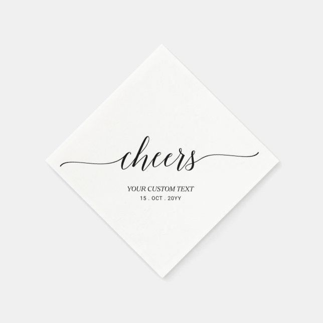 Black Elegant Stylish Lettering Cheers Event Serviette (Ecke)