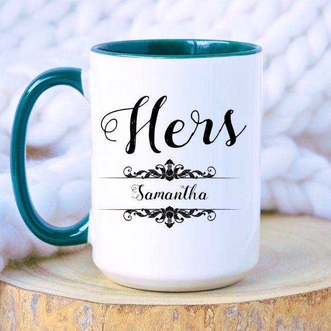Black Elegant Stylish Seine Hers Wedding Couple Tasse (Von Creator hochgeladen)