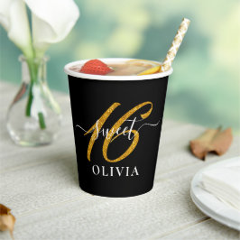 Black Elegant Sweet 16 Sechzehn Paper Cup Pappbecher