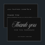 Black Elegant Thank You Card Small Business Dankeskarte<br><div class="desc">Make every order feel like a brand moment. This elegant thank you card features luxury calligraphy script on a bold background with a fully editable business name — designed for small business owners, Etsy sellers, boutique brands, and handmade shops who want packaging inserts that leave a lasting impression. ✓ Editable...</div>