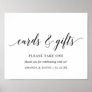 Black Elegant Typografy Wedding Card Geschenk Sign Poster