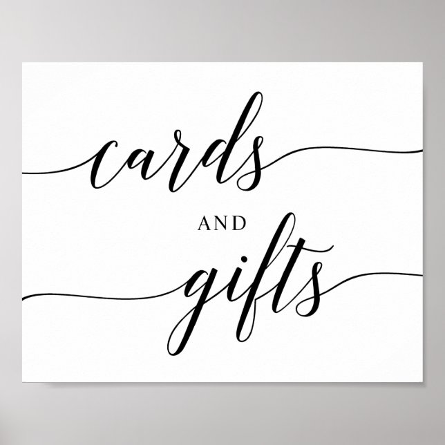 Black Elegant Typografy Wedding Card Geschenk Sign Poster (Vorne)