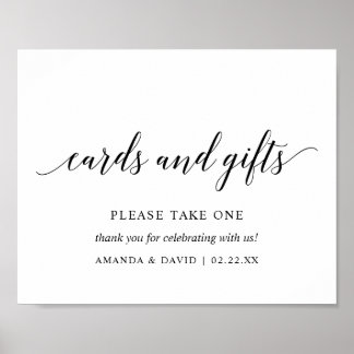 Black Elegant Typografy Wedding Card Geschenk Sign Poster