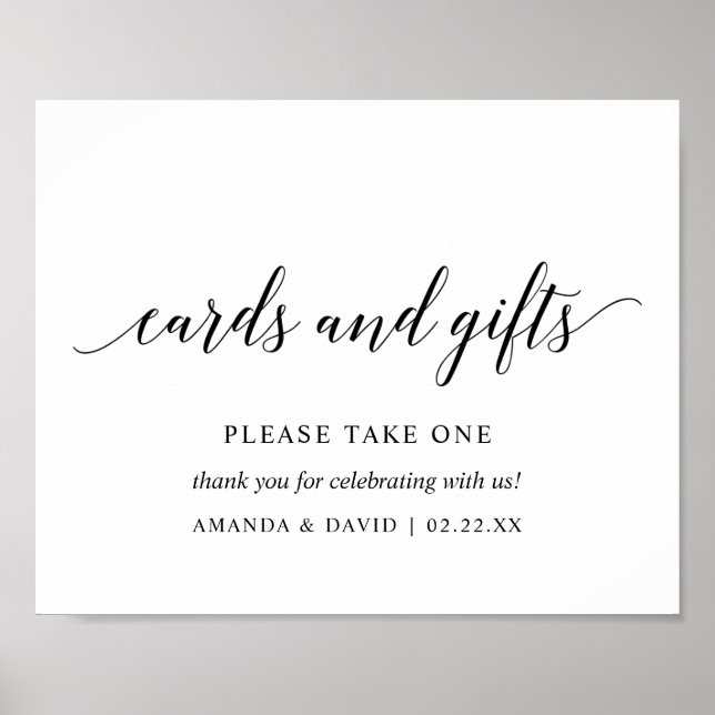Black Elegant Typografy Wedding Card Geschenk Sign Poster (Vorne)