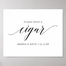 Black Elegant Typografy Wedding Cigar Bar Sign