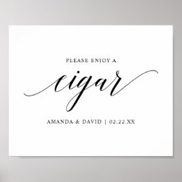 Black Elegant Typografy Wedding Cigar Bar Sign Poster
