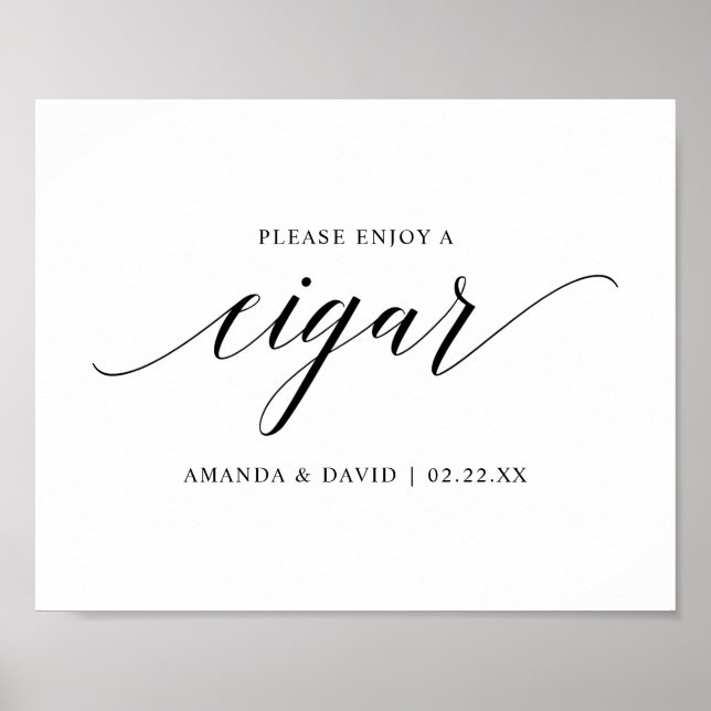 Black Elegant Typografy Wedding Cigar Bar Sign Poster (Vorne)